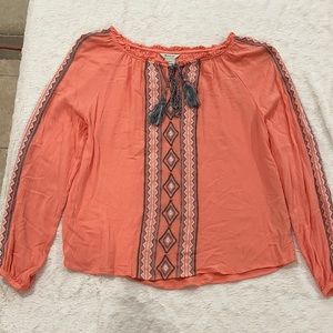 Ariat salmon pink baby doll top